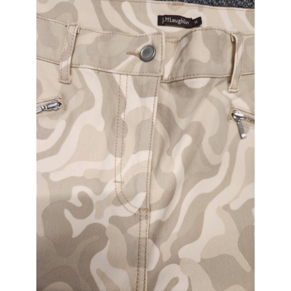 J. McLaughlin Baxter Camo Zipper Leg Pants Women's Size 14 Beige Sand L251 Moto - Picture 2 of 12